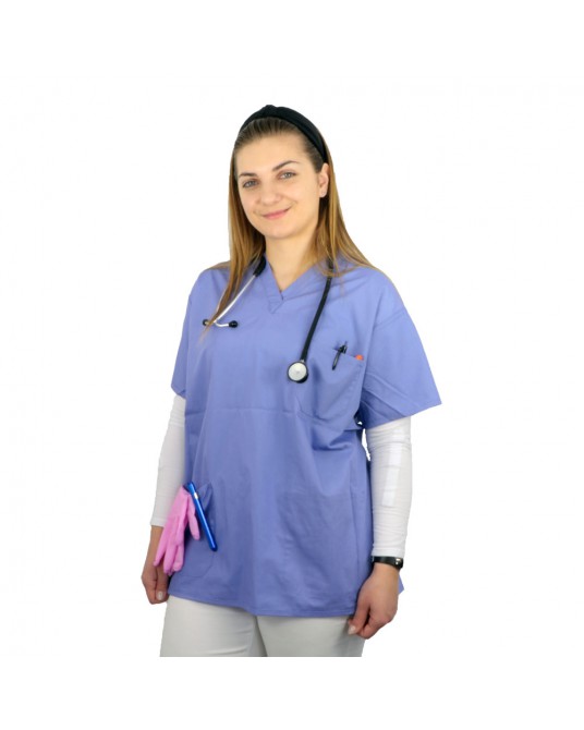 Bluzka lekarska bawełniana w kolorze niebieskim