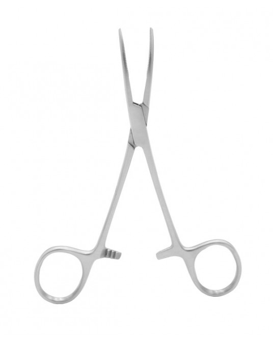 Kleszczyki naczyniowe Kelly zagięte, bez ząbków 14 cm