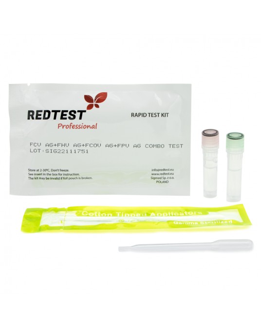 Test diagnostyczny Redtest na koci kalciwirus FCV+herpeswirus FHV+koronawirus FCoV+panleukopenia FPV 31.07.2026