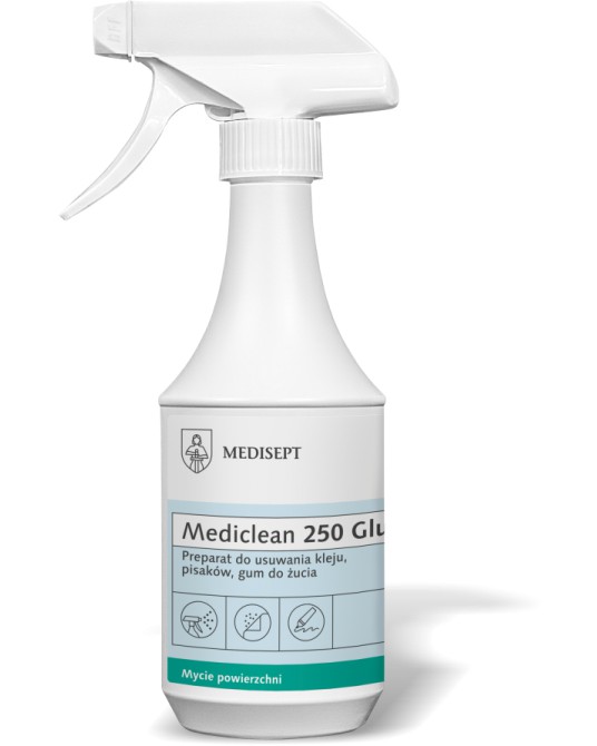 MEDICLEAN 250 Glue Preparat do usuwania śladów po naklejkach, taśmach klejących, gumach, pisakach 500 ml