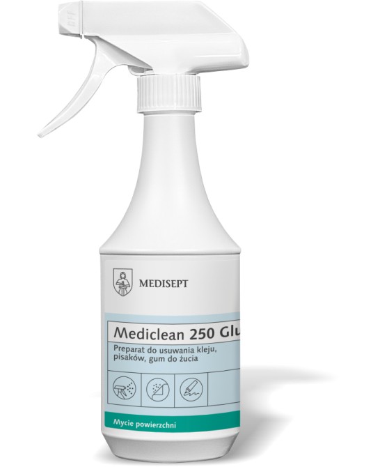 MEDICLEAN 250 Glue Preparat do usuwania śladów po naklejkach, taśmach klejących, gumach, pisakach 500ml