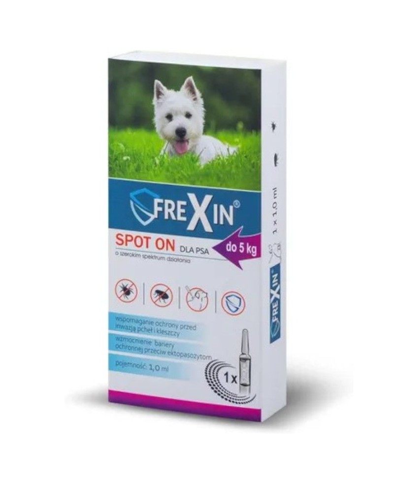 Krople na pchły kleszcze ektopasożyty dla psów do 5 kg Frexin Spot-On 1 ml