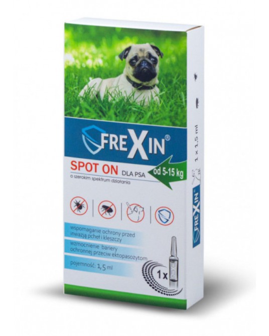 Krople na pchły kleszcze ektopasożyty dla psów do 5-15 kg Frexin Spot-On 1,5 ml