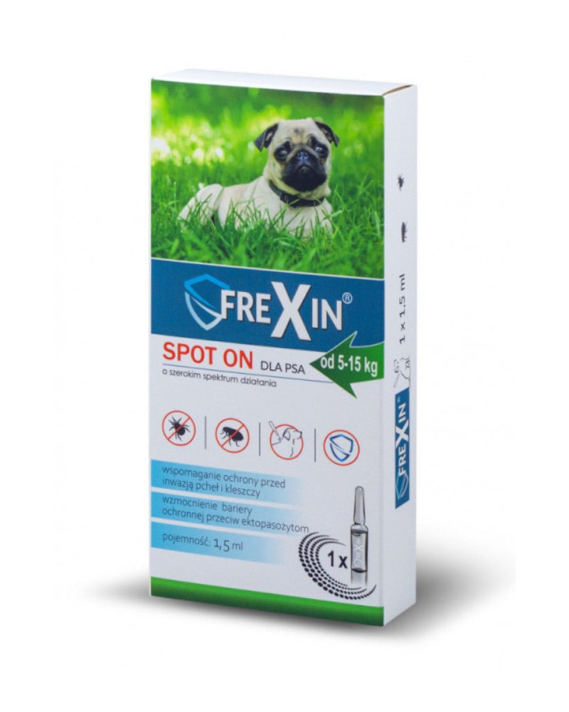 Krople na pchły kleszcze ektopasożyty dla psów do 5-15 kg Frexin Spot-On 1,5 ml