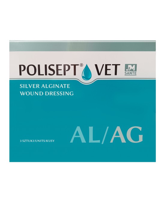 Polisept® Vet AL AG opatrunek zawierający alginian wapnia z jonami srebra na rany dla psa i kota 3 szt.