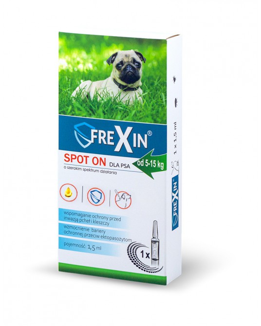Krople na pchły kleszcze ektopasożyty dla psów do 5-15 kg Frexin Spot-On 1,5 ml