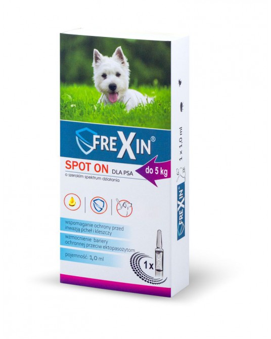 Krople na pchły kleszcze ektopasożyty dla psów do 5 kg Frexin Spot-On 1 ml