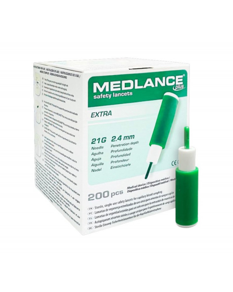 Nakłuwacz Lanceta j. uż. Medlance Plus Extra 2,4 mm (21G) zielony 200 szt.