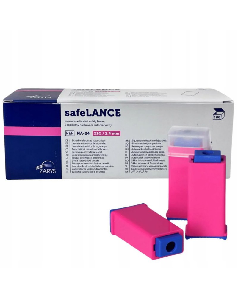 Nakłuwacz Lanceta j. uż. safeLANCE 2,4 mm (21G) różowy 100 szt.