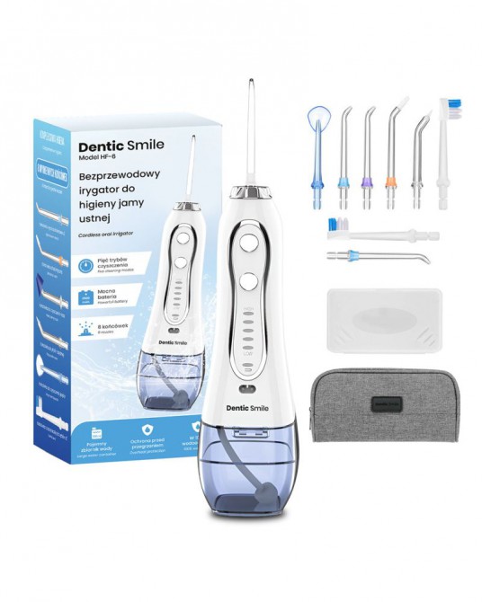 Irygator do zębów bezprzewodowy dentystyczny 8 dysz biały