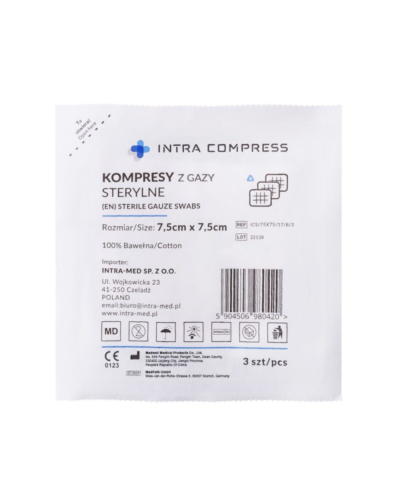 Kompresy gazowe sterylne Intra Compress 17n/8w, blister 3 szt.