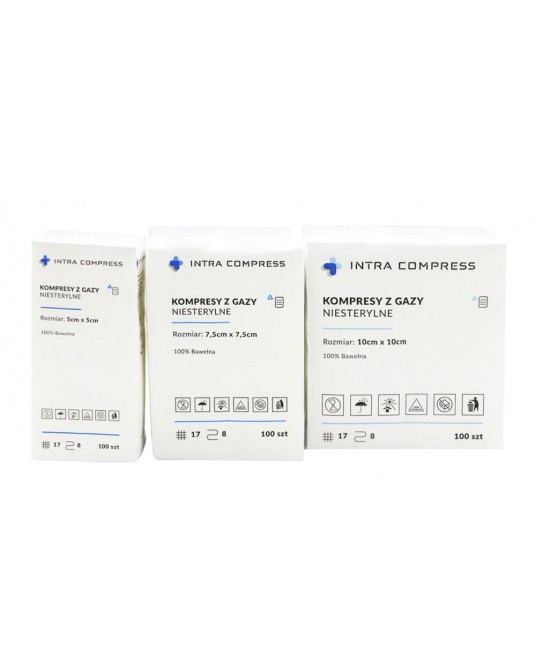 Kompresy gazowe niesterylne Intra Compress 17n/8w, 100 szt.