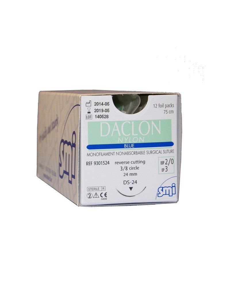 Nić niewchłanialna Daclon Nylon z igłą okrągłą (1/2 koła) USP 0, HR 40, 75 cm do 30.09.2026