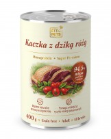 Karma dla psa pełnoporcjowa Fit4Pets kaczka z dziką różą 400g