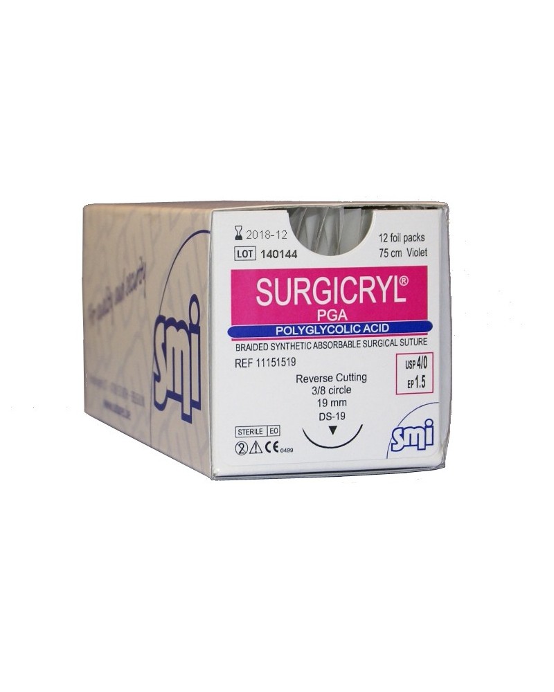 Surgicryl multifilament fioletowy DS 40, USP 2 z igłą odwrotnie tnącą (3/8 koła) do 31.10.2026