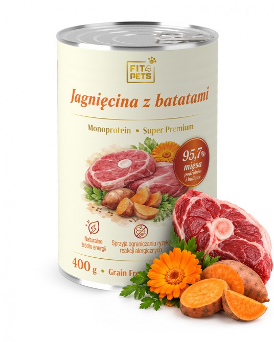 Karma dla psa pełnoporcjowa Fit4Pets wołowina z groszkiem 400g