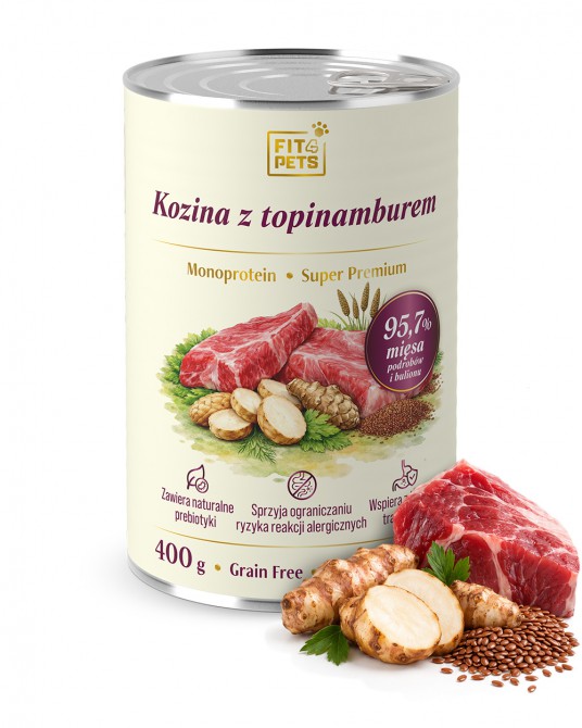 Karma dla psa pełnoporcjowa Fit4Pets królik z cukinią 400g